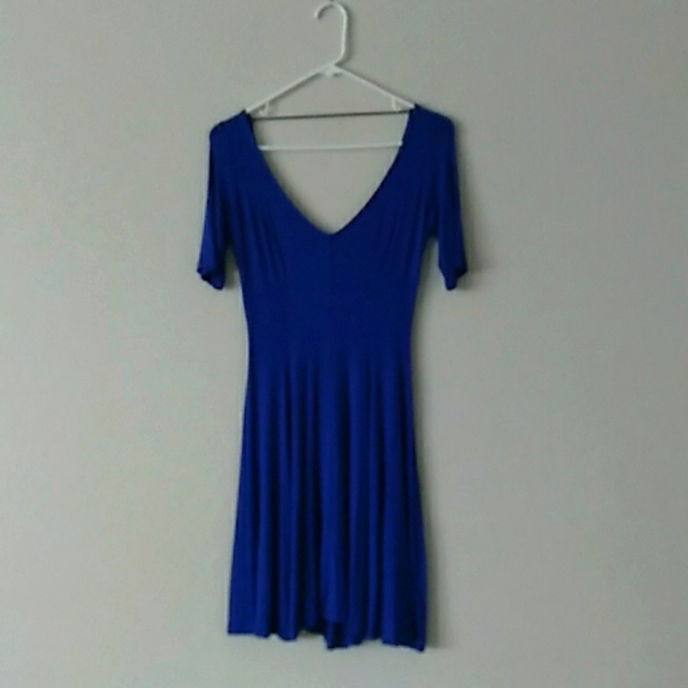 Blue V-Neck Dress